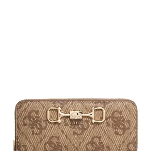 PORTAFOGLIO DONNA ZIP AROUND GUESS JANIE OS9924146 LATTE LOGO