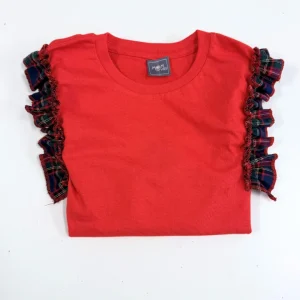 T-Shirt red con tartan blu