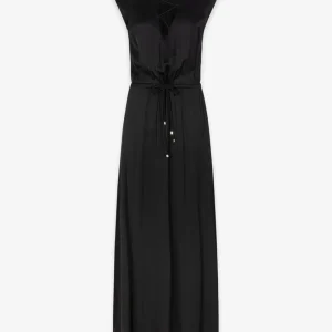 ABITO LUNGO DONNA IN RASO GAELLE GAABW09903 NERO