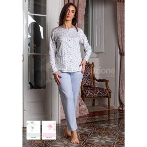 BACI DI NOTTE PIGIAMA CALIBRATO APERTO DONNA CALDO COTONE 51012
