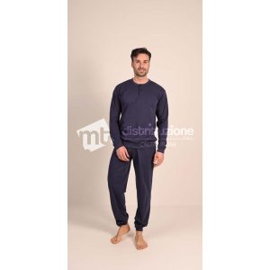 GARY PIGIAMA UOMO CALDO COTONE CB65200 BLU