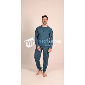 GARY PIGIAMA UOMO CALDO COTONE CB65200 VERDE INVERNO