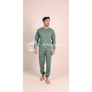 GARY PIGIAMA UOMO CALDO COTONE CB65200 VERDE EDERA