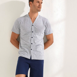 IL GRANCHIO PIGIAMA APERTO CALIBRATO UOMO COTONE TRIS GP1118/ATC