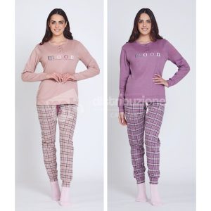 NAZARENO GABRIELLI PIGIAMA M/L DONNA CALDO COTONE D6018