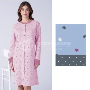 KARELPIÙ CAMICIA DA NOTTE APERTA DONNA CALDO COTONE SK9031