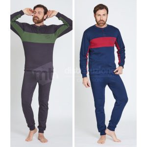 NAZARENO GABRIELLI PIGIAMA UOMO CALDO COTONE U7009