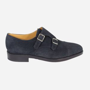 John Lobb Scarpe Eleganti Monkstrap Suede Blu WILLIAM